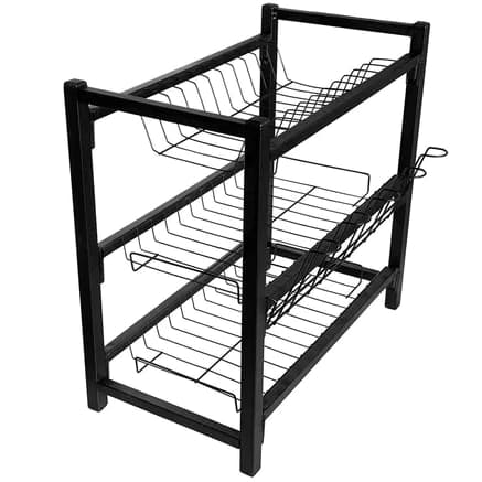 Escorredor De Louça Grande Triplo 3 Andares Preto Fosco 11 Pratos porta Copos/Talher