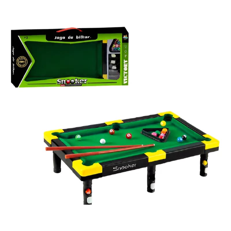 Brinquedo Jogo Mini Mesa De Bilhar Snooker Sinuca Infantil Tecido Verde-escuro