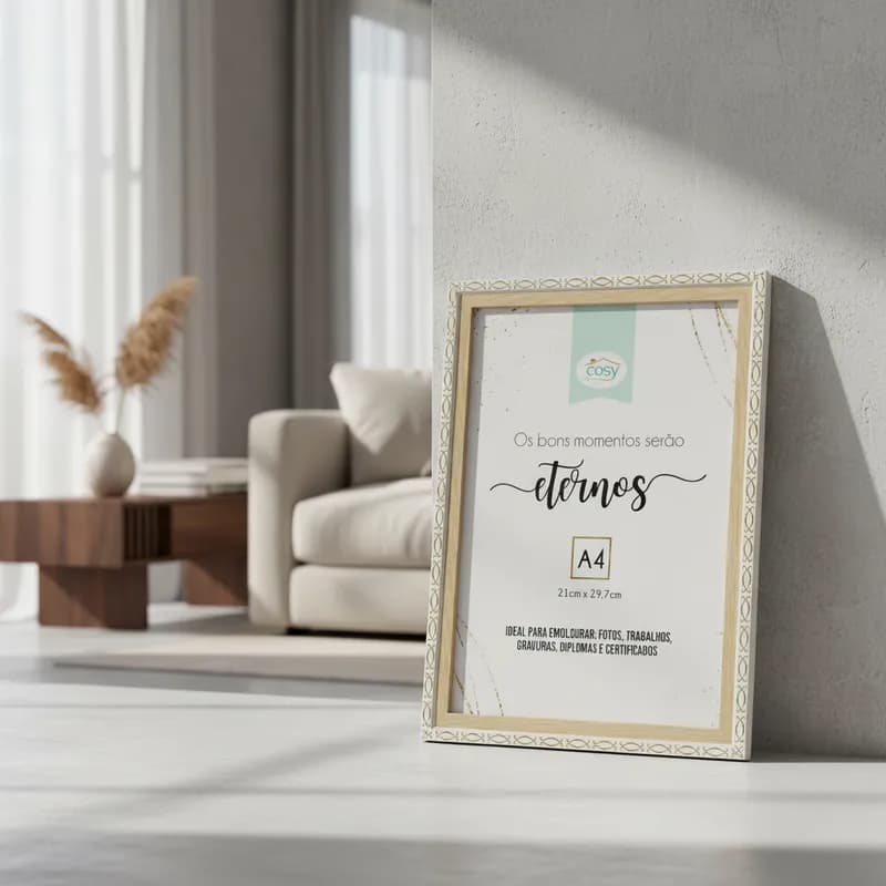 Porta Certificado A4 P/ Foto Moldura Plástico Diploma Preto