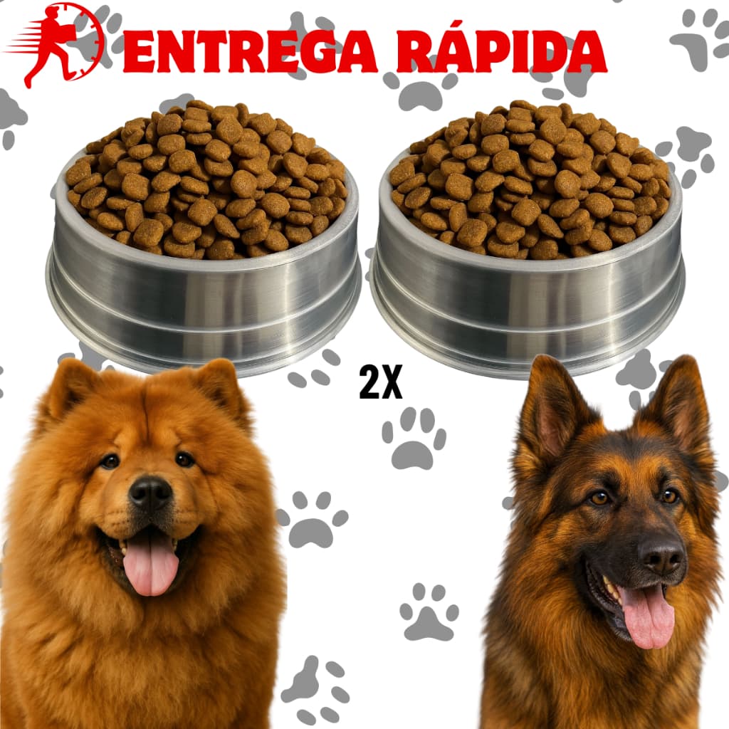 Tigela de Alumínio 2000ml para Cães de Médio e Grande Porte