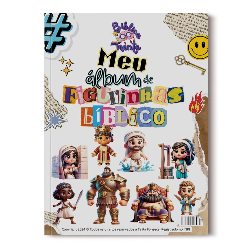 Álbum de Figurinha Bíblico | Álbum de Figurinhas Auto Adesivas | A5 | 100 figurinhas | 46 paginas
