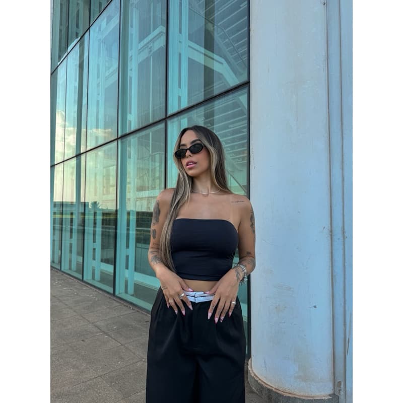 Tube Top Preto Feminino | Tomara que Caia | Duplo Tecido | Tamanho Único 36 ao 40