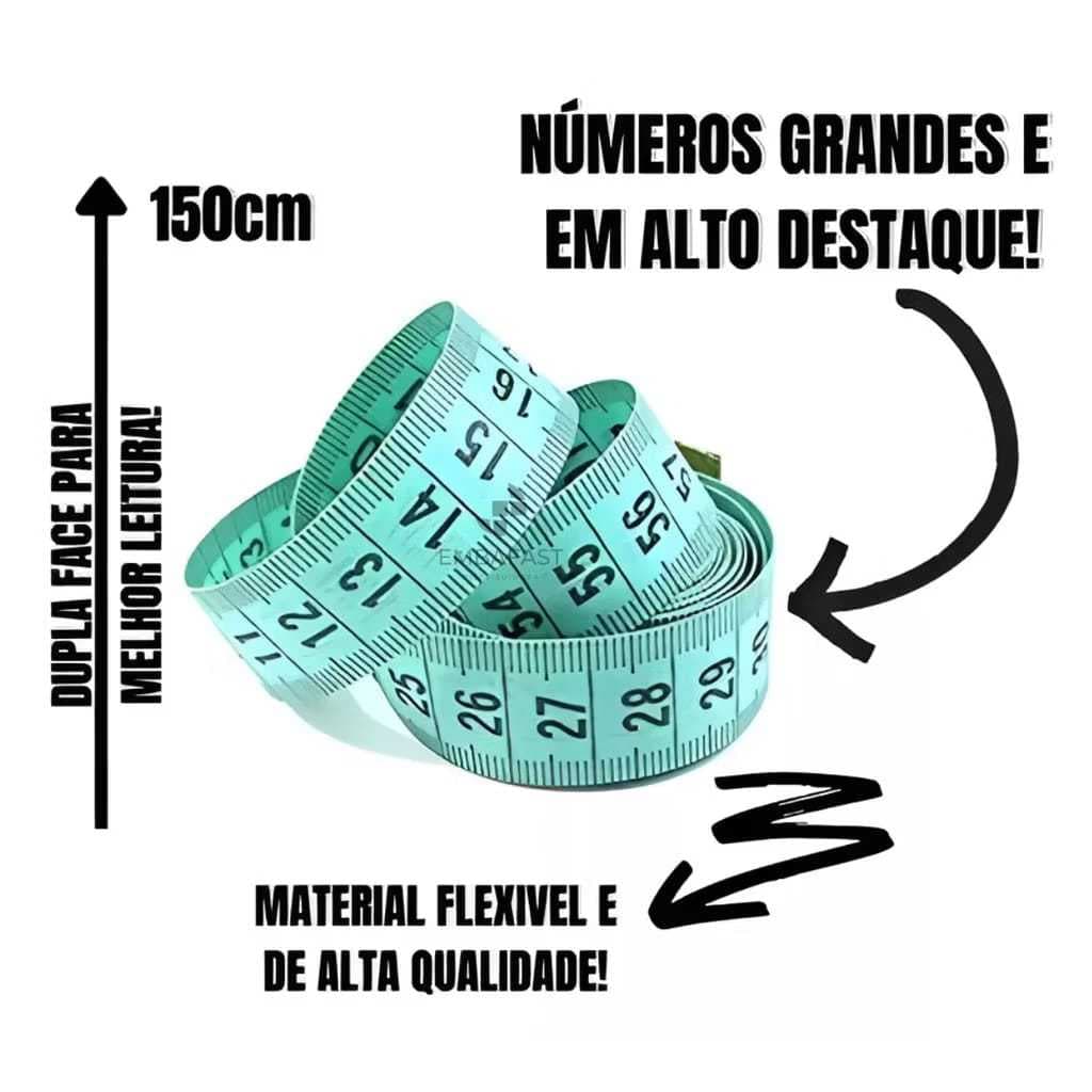 Fita Métrica 150cm  Corporal Costura Artesanato Fitness Circunferência Trena Portátil 1,5m