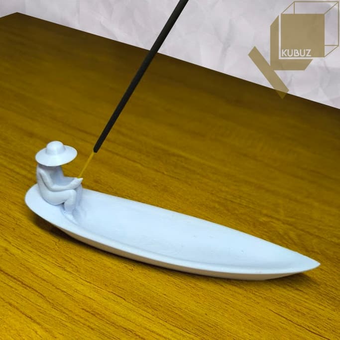 Incensário Pescador no Barco Porta Incenso Decoração Zen Moderno Para decorar seu lar ou Presente