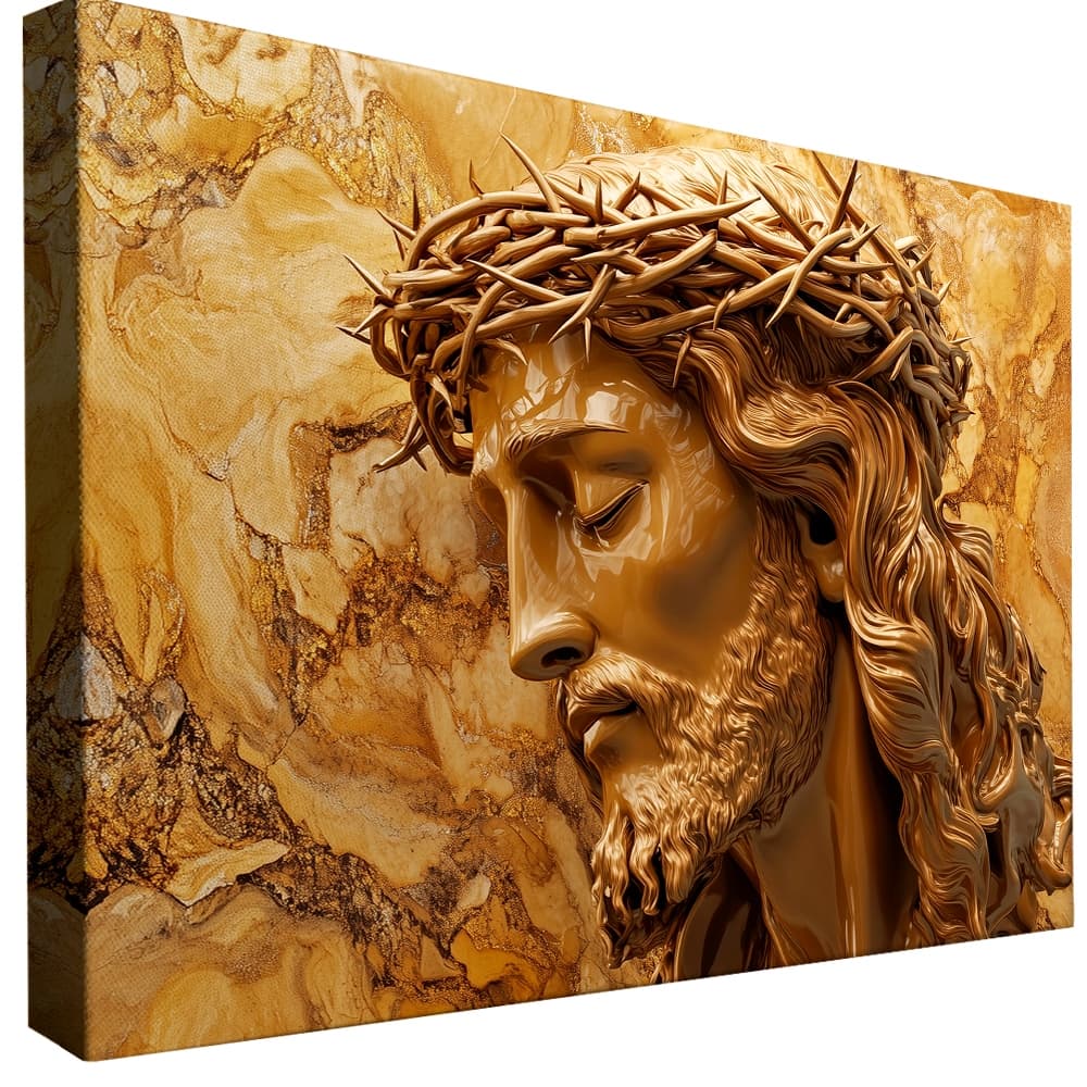 quadros para sala quarto escritorio decorativo jesus cristo fundo dourado 3d