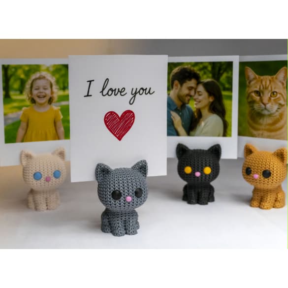 KIT 4 Gatinhos Porta-Fotos polaroid Amigurumi – Presente Criativo e Decorativo 🎁🐱