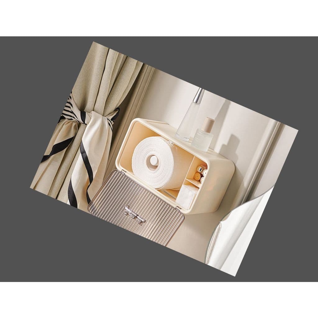 Porta Papel Higiênico com Nicho Organizador de Banheiro – Suporte Parede Creme Prático e Moderno