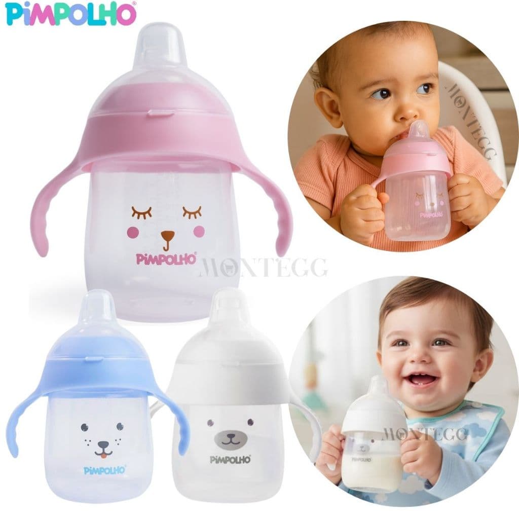 Copo de Treinamento Pimpolho 240ml Copo de Transição +6meses Copo Infantil com Alça Bico Silicone