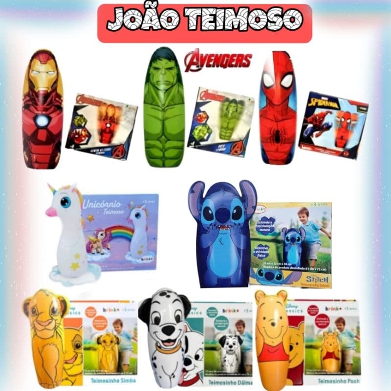 João Teimoso Gigante João Bobo Inflável 77cm Homem Aranha ou Unicórnio