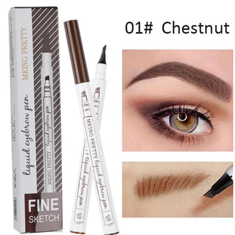 Caneta para Sobrancelha 4 Pontas Microblading – À Prova D’água, Longa Duração e Acabamento Natural
