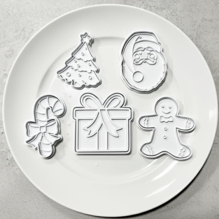 Kit 5 Cortador Marcador Biscoito Massas Natalino Biscuit Pasta Americana - Artigos de Confeitaria para Natal