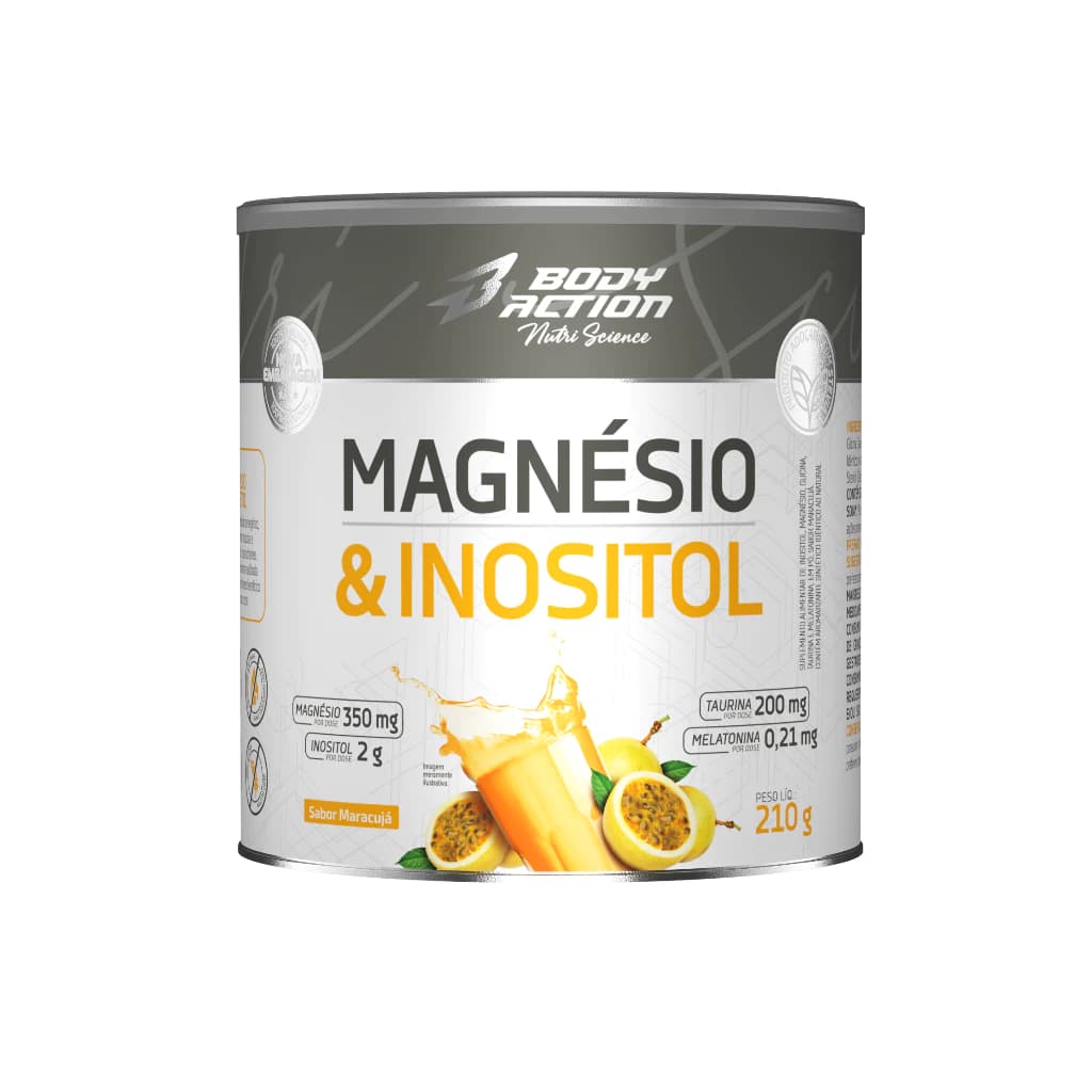 Suplemento Magnésio e Inositol Bodyaction 210g Relaxamento e Bem-Estar
