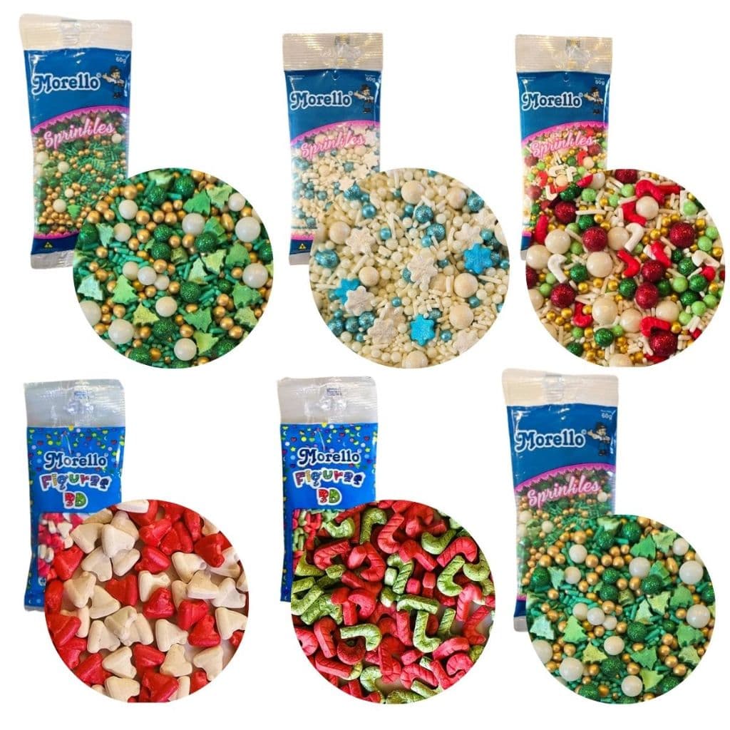 Confeitos De Natal Sprinkles Comestíveis Natalinos 60g De Açúcar Para Bolos Doces Brigadeiros