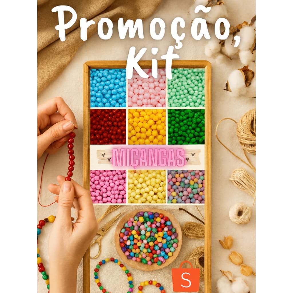 Kit Miçangas Coloridas 1000 Unidades 10 Pacotes com 100 unid Artesanato, Pulseiras e Bijuterias