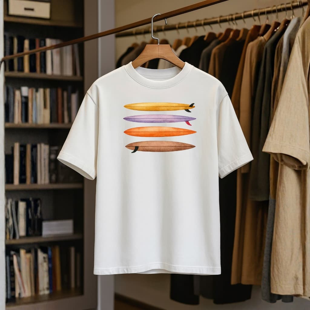 Camiseta Masculina Estampada – Prancha , Praia e Verão ✨ Malha 100% Algodão, Básica e Elegante