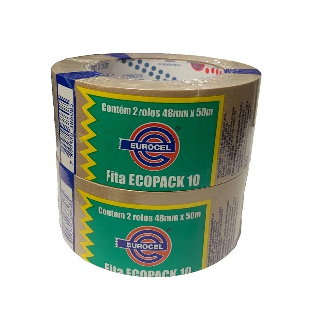 ita Adesiva Kraft Larga 48x50 Ecopack Eurocel Kit 2 Rolos