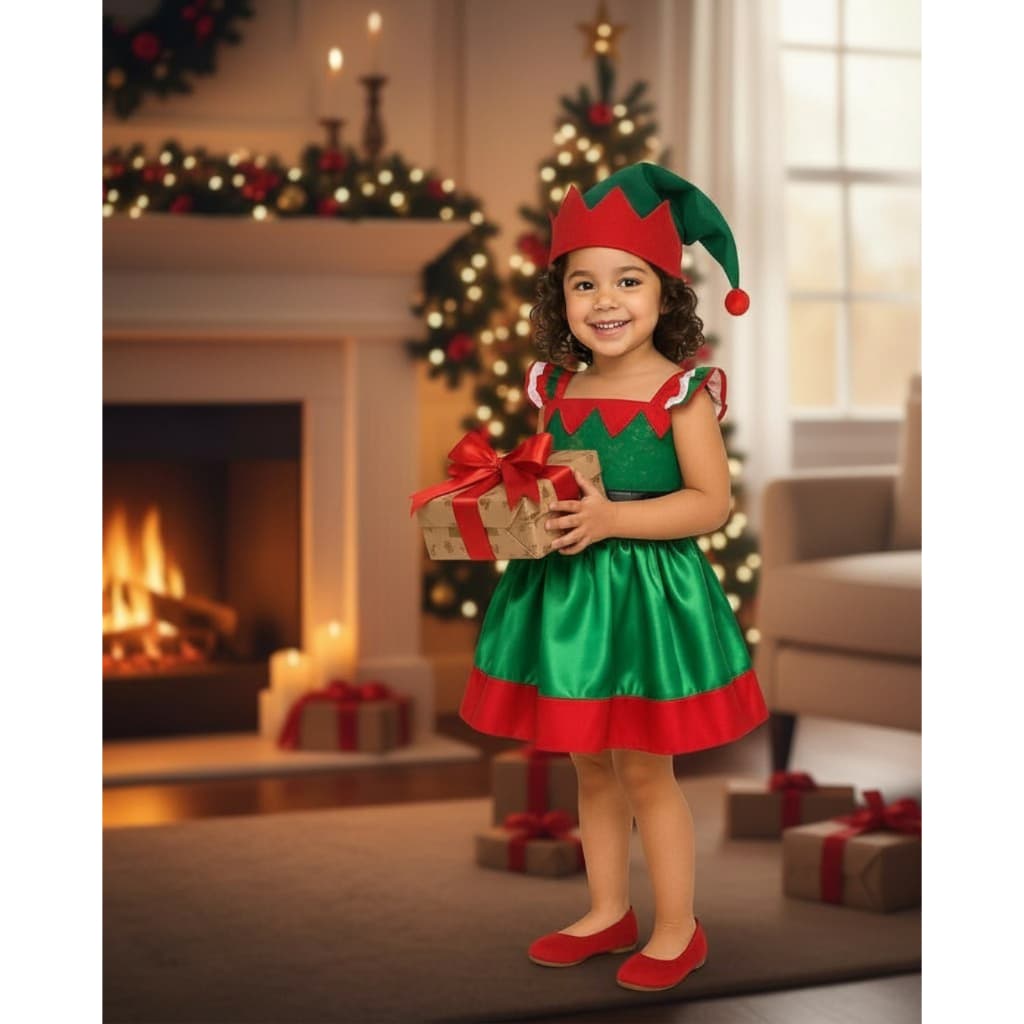 FANTASIA DE DUENDE INFANTIL FANTASIA DE NATAL MENINA INFANTIL
