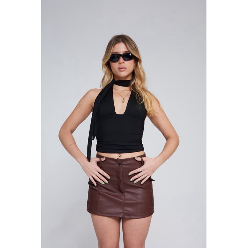 Cropped Multiformas Preto em Poliamida | Confortável, Ajustável e Versátil