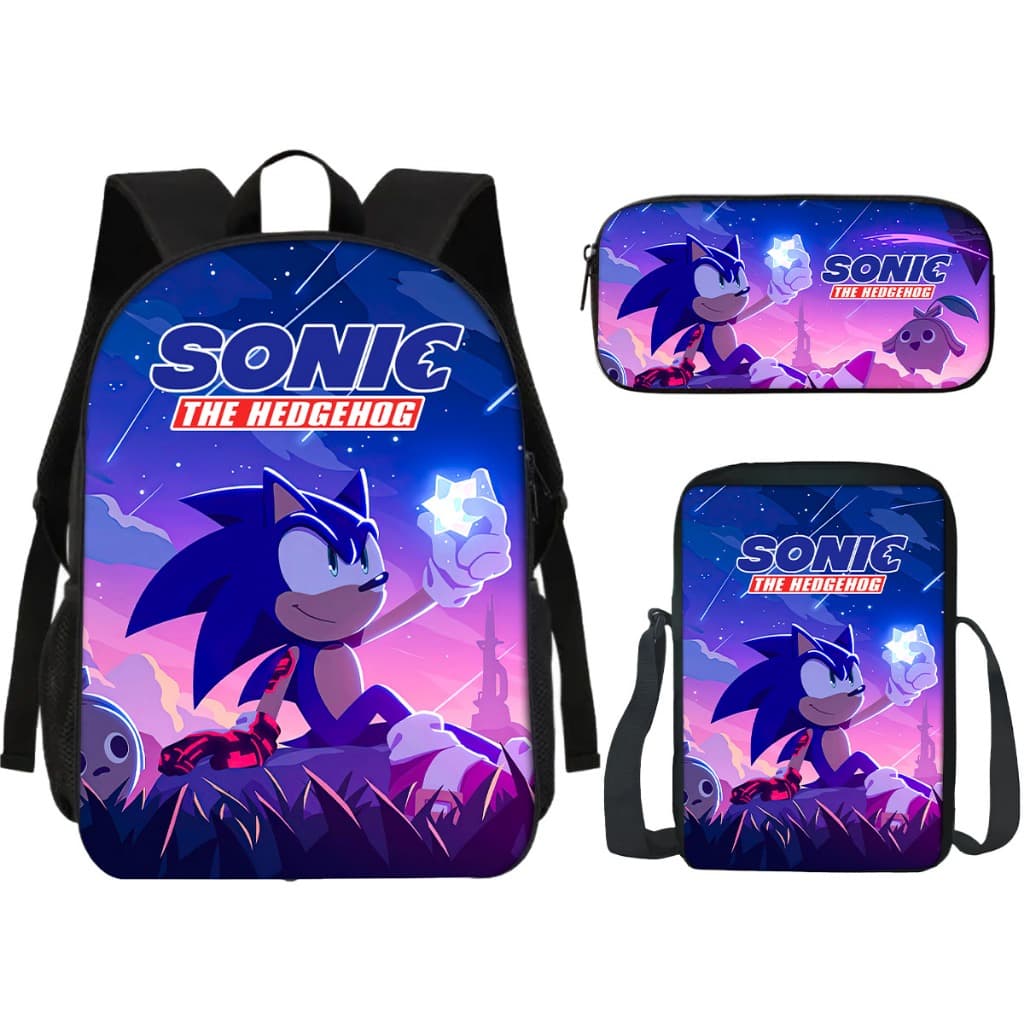 Kit de Mochilas Estampa Ouriço Azul Velocidade Vários Modelos Voltas As Aulas