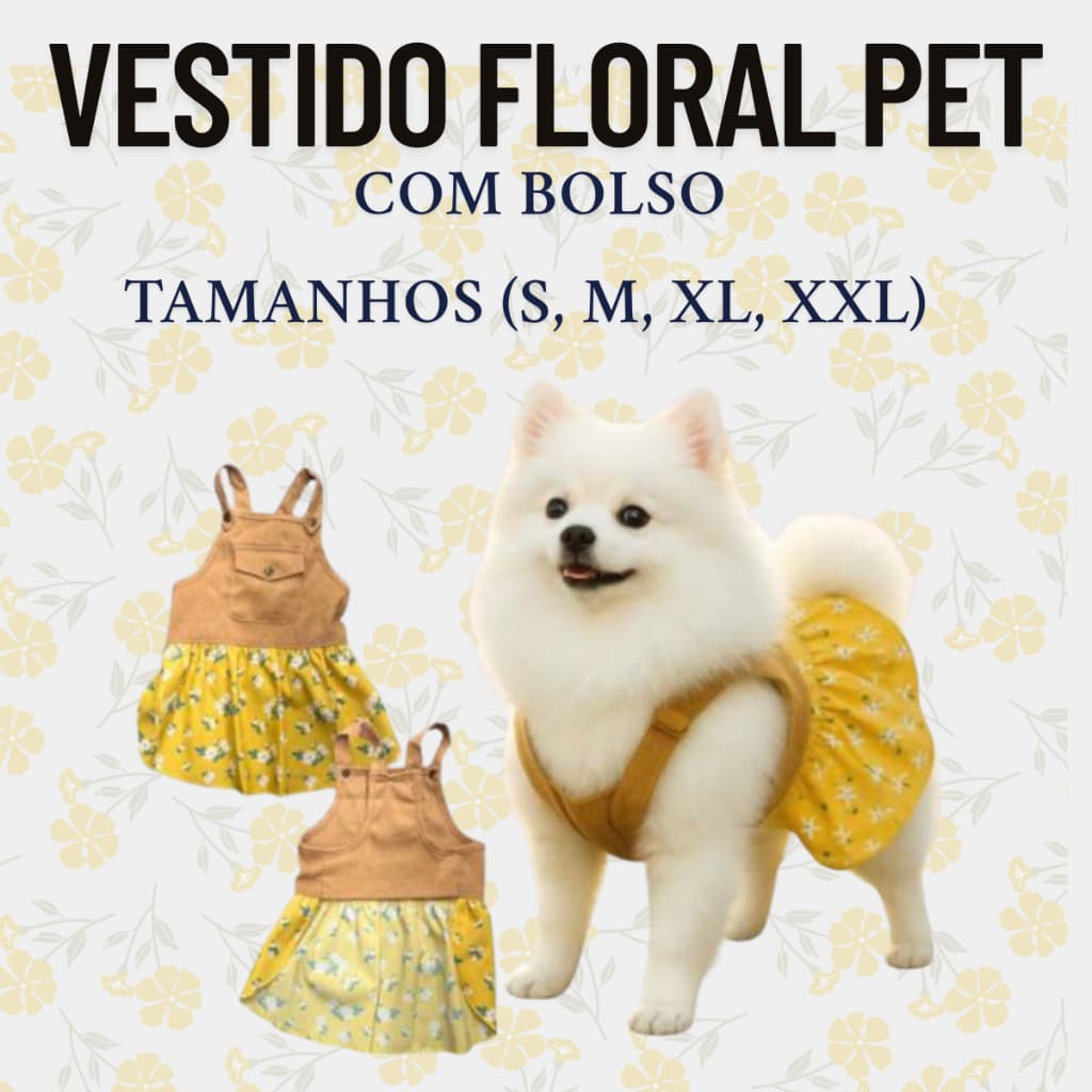Roupa pet femea verão vestido floral fofo
