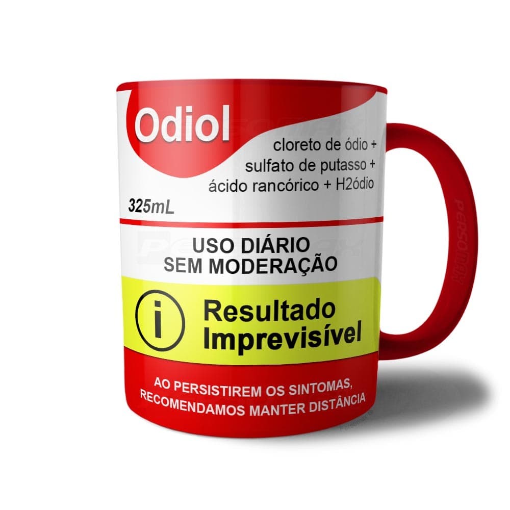Caneca Odiol Meme Rótulo de Remédio Bula Ódio Xicara de Café Divertida Engraçada Presente Criativo