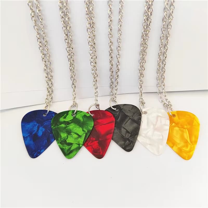 Colar formato Palheta Guitarra moda rock Corrente Aço Inoxidável