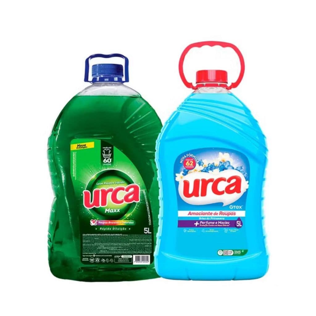 Kit 1 LAVA ROUPAS LIQUIDO URCA VERDE-5L + 1 AMACIANTE URCA BRISA AZUL-5L