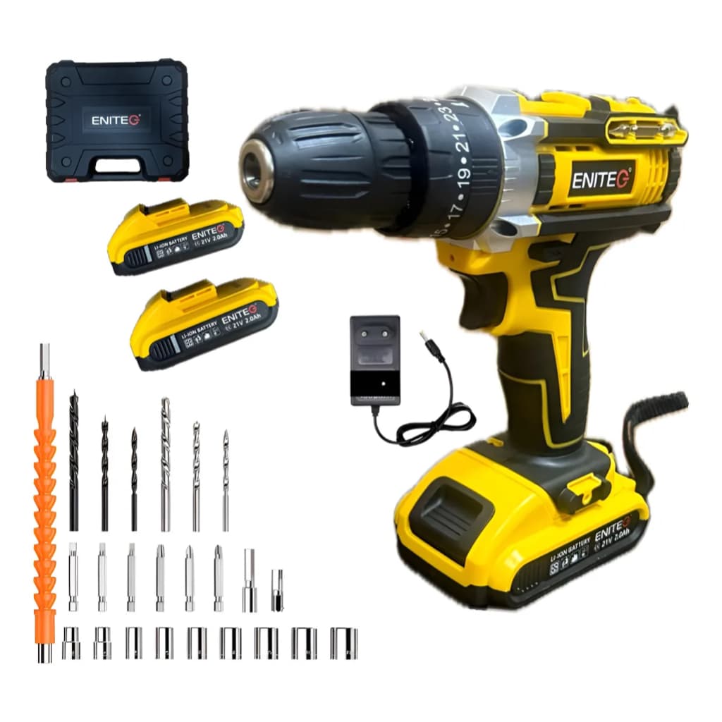Furadeira Parafusadeira De Impacto 21v Com 2 Baterias Cor Amarelo Frequência 50hz/60hz