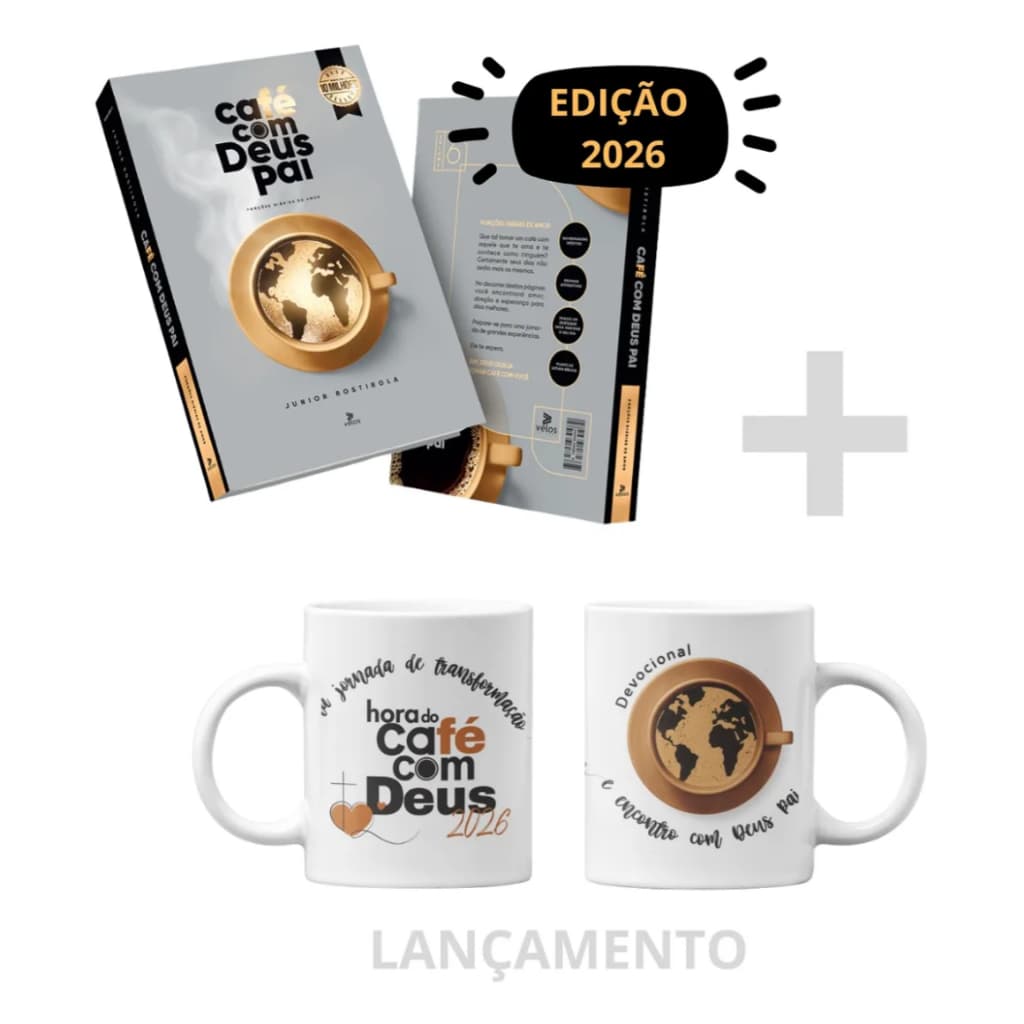 Kit Devocional Livro Café Com Deus Pai | Junior Rostirola Edição 2026 + Caneca Branca Lançamento