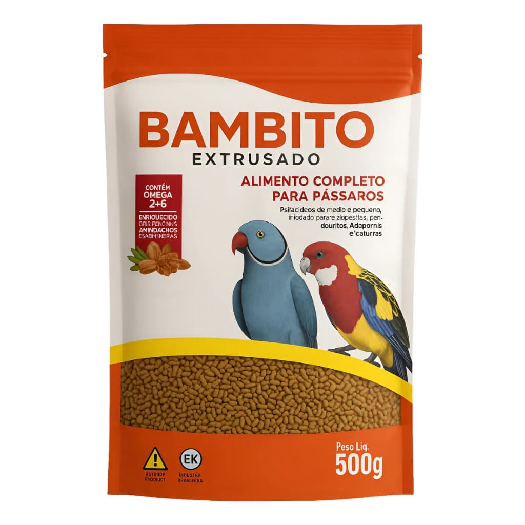 Bambito Extrusado Biotron 500g Alimento Psitacídeos Calopsitas, Periquitos e Mais