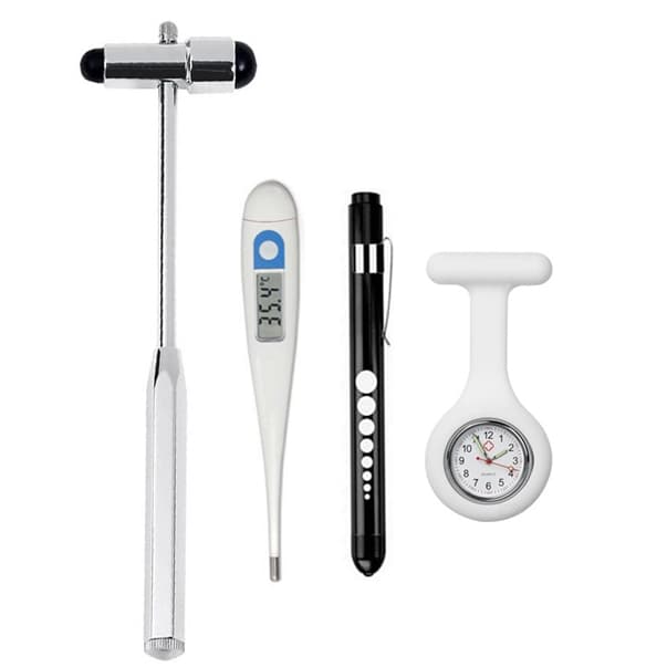 Kit Martelo Buck + Termômetro + Relógio Lapela + Lanterna Clínica | Enfermagem/Fisioterapia/Saúde