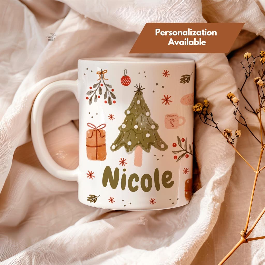 Caneca Personalizada Papai Natal com nome personalizado ARVORE DE NATAL