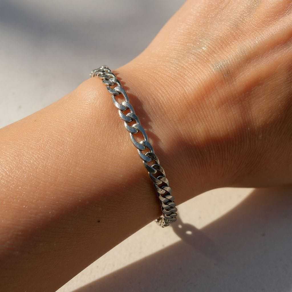 Pulseiras Aço Inox Prateada Fígaro 22cm 1.2mm Unissex