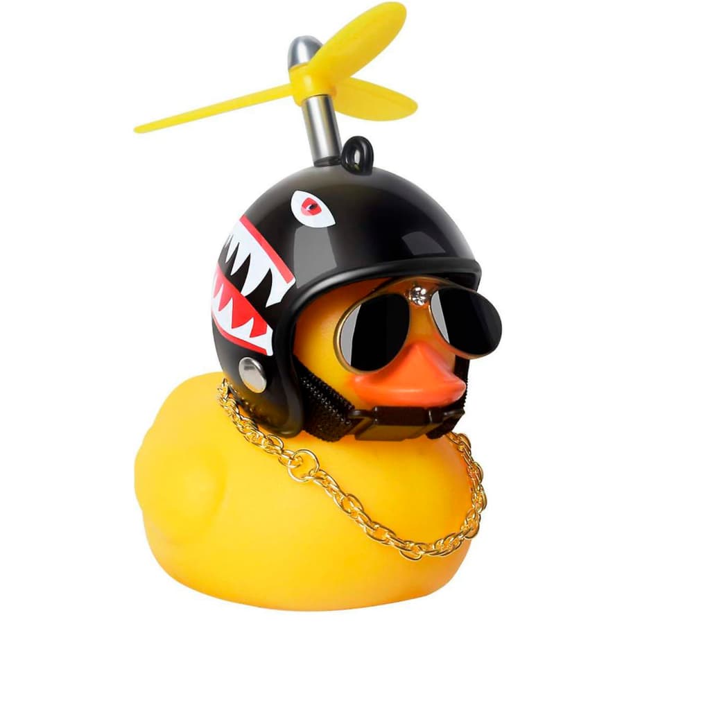 Patinho Jack da Zueira Para Bicicleta Pato de Borracha amarelo com capacete Bike Moto