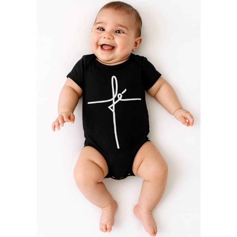 Body Bebê Menino Menina Cristão ¨Fé¨ Bori Body Bodi Body Frases Gospel