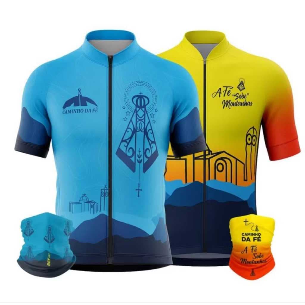 Camisa Ciclismo Caminho da Fé Blusa Bike Pedal da Fe Nossa Senhora Aparecida Padroeira Cicloturismo