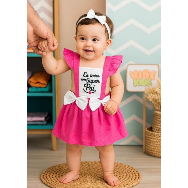 Vestido Temático Nossa Senhora Aparecida/Pai/ Mulher Maravilha  Baby 6 - 9 Meses
