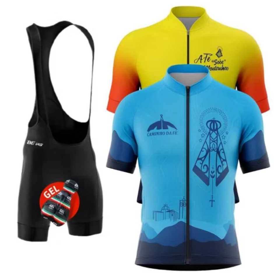 BeFast Conjunto Bretelle Gel Ciclismo Camisa Ciclista Premium Ziper Full Bandana Romaria Cicloviagem