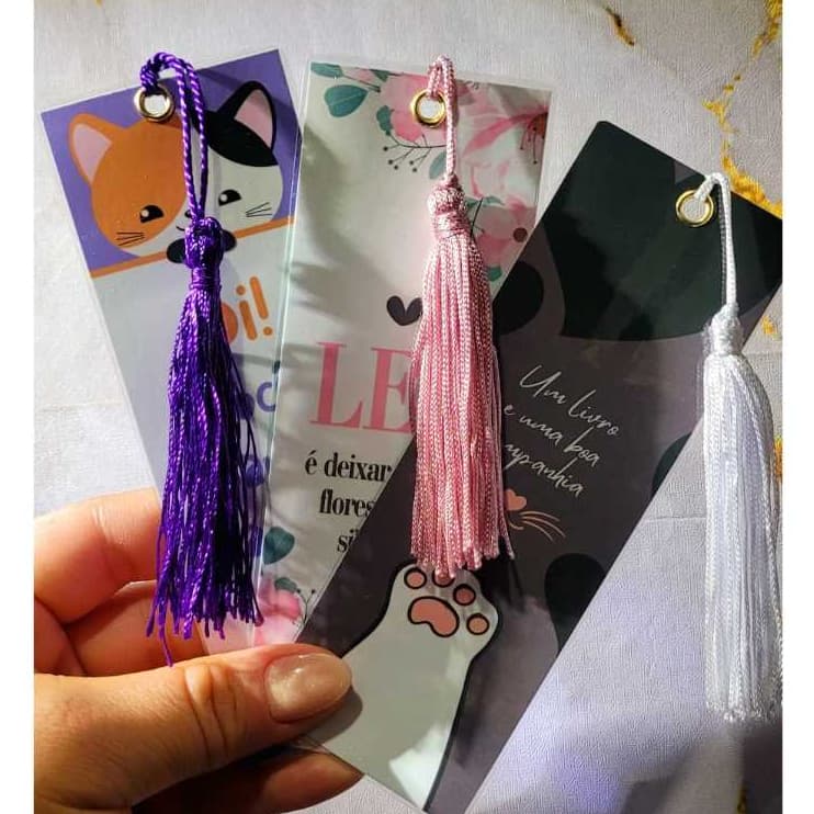 Marcador de Páginas plastificado diversos temas com Tassel