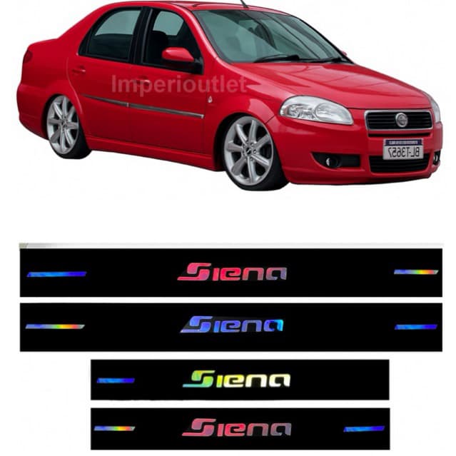 Kit Soleira Siena adesivo de proteção de porta Holografico exclusivo jogo 4 peças carro fiat 97 A 22