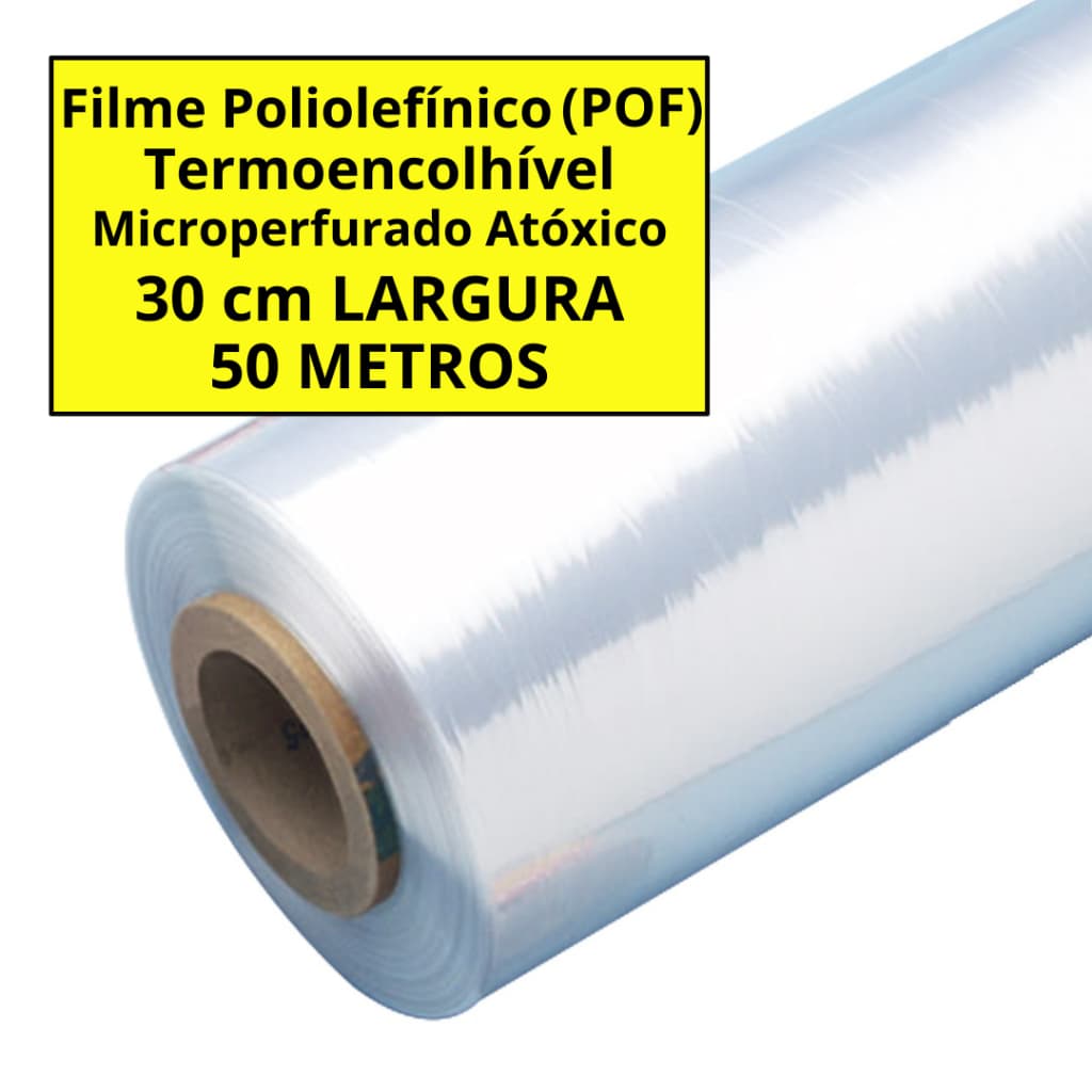 Bobina Filme Poliolefinico (POF) Termoencolhível 30 cm - 50 metros FOLHA DUPLA