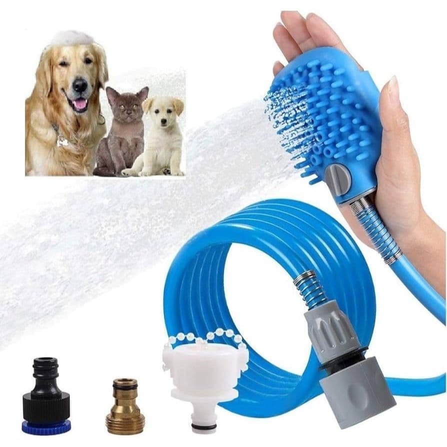 Mangueira Para Lavar Cachorro Pet 1,5 Metros Com 2 Adaptador De Torneira