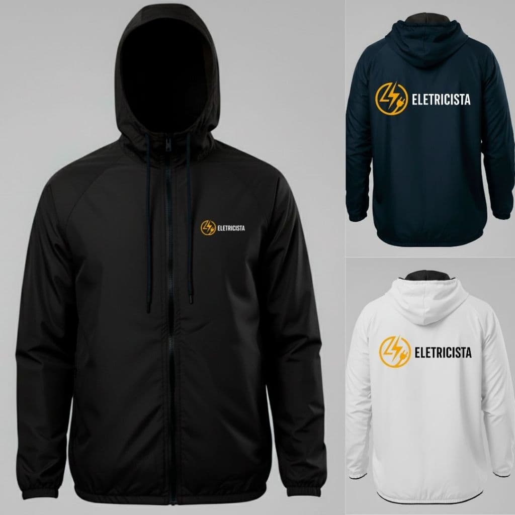Jaqueta Corta Vento Impermeável Capuz Uniforme Eletricista
