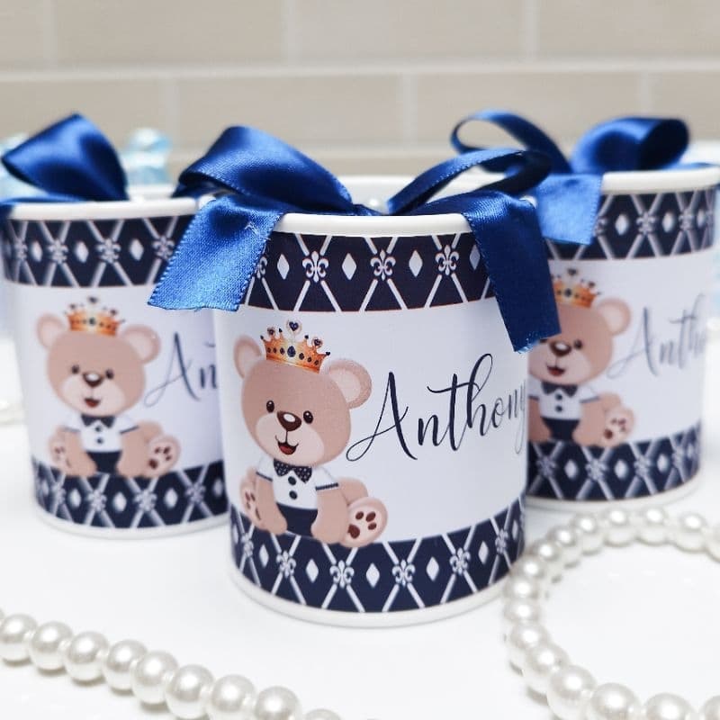 Tubolata Personalizada 7x6 Ursinho Realeza / Lembrancinha Maternidade Nascimento Festa Infantil Urso