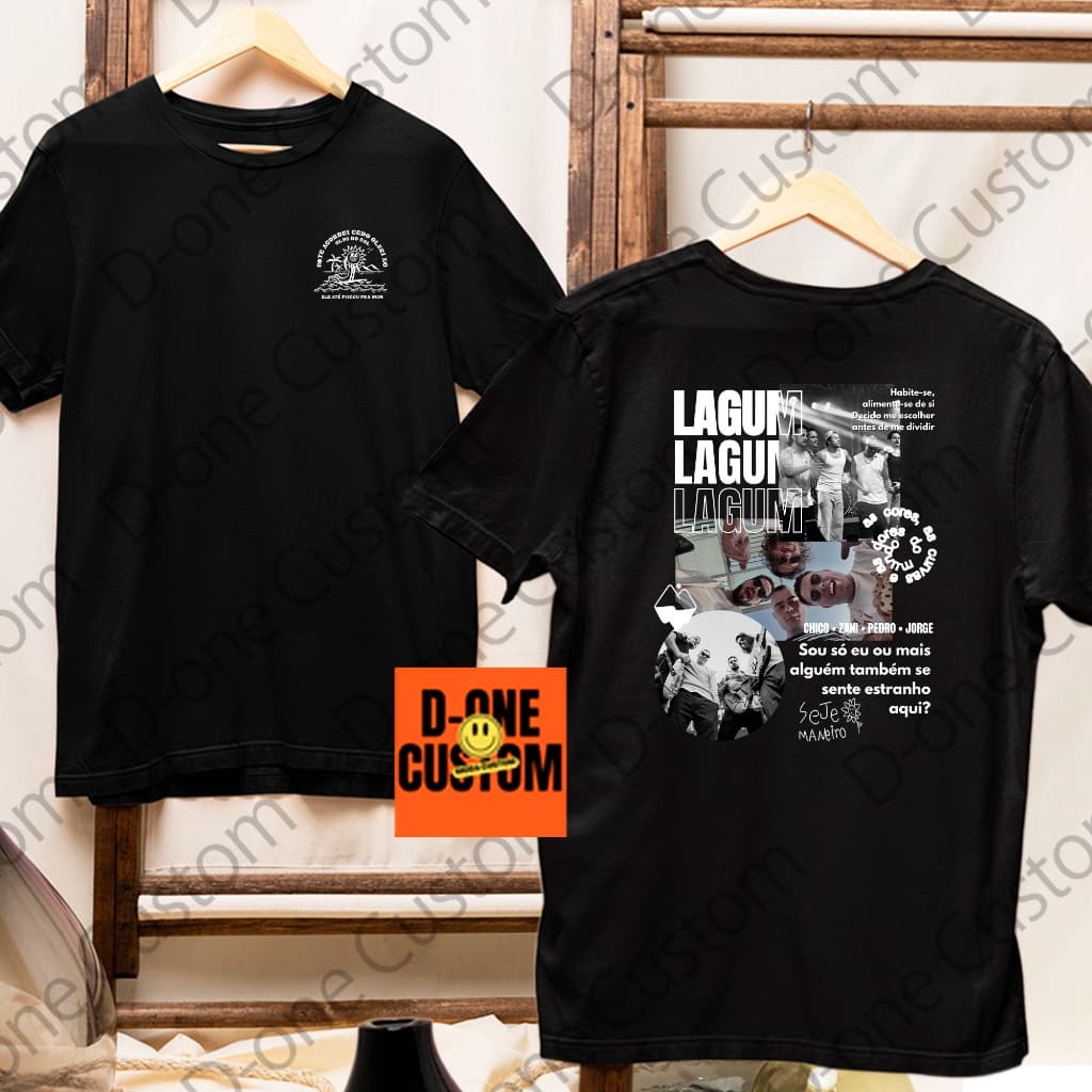 Camisa Camiseta Lagum Seje Maneiro Habite se Show Homenagem Montagem Banda Pop Rock Reggae
