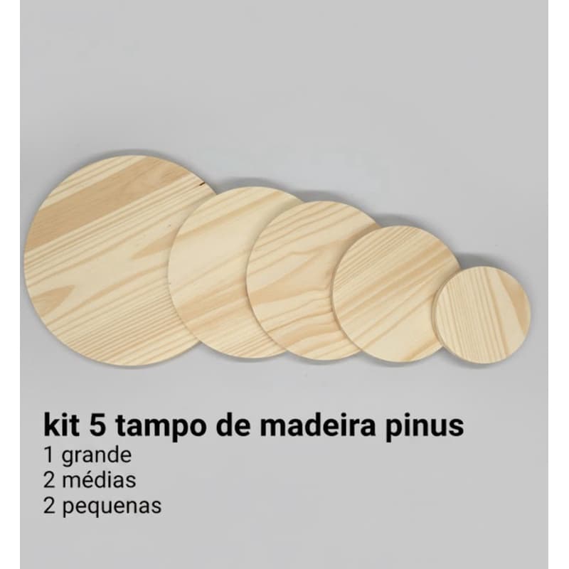 Kit Com 5 Tampos Ou Bolachas Pinus Para Boleira e Doceira