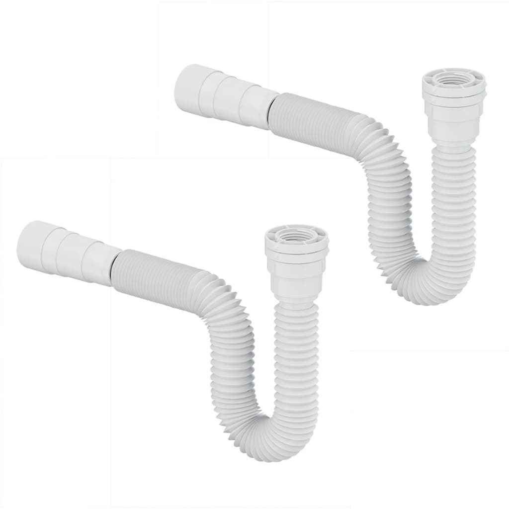 Kit 2 Sifão Universal Sanfonado Flexível Ajustável Banheiro Pia Tanque Branco