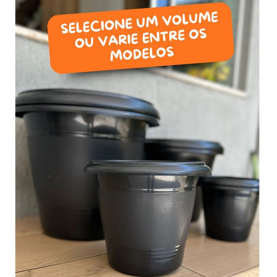 KIT com 4, 8 ou 10 VASOS PARA PLANTAS REDONDOS - DIVERSOS VOLUMES
