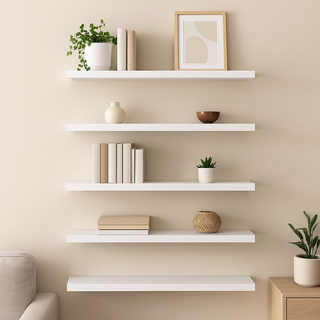 Kit 5 Prateleiras Decorativa suporte Mdf 60x20 Branca C/ Suporte Invisivel