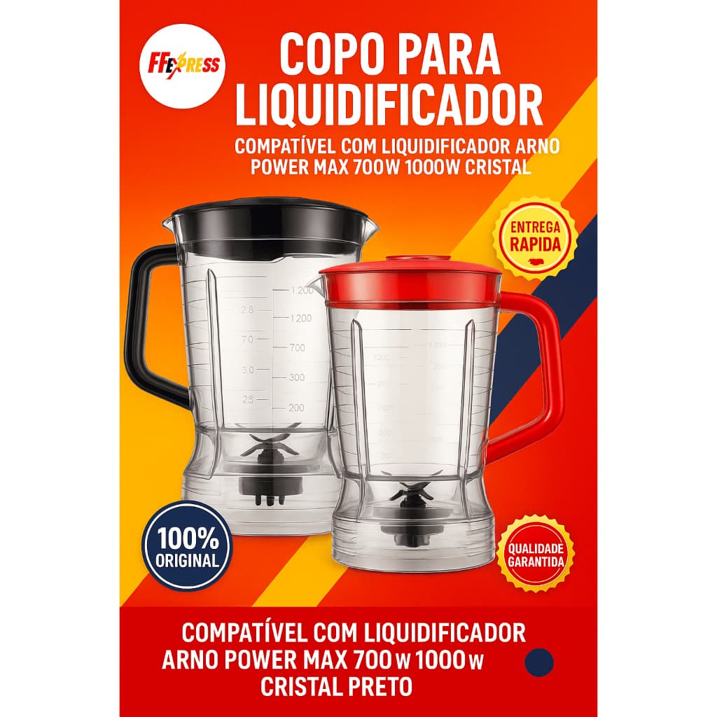 Copo De Liquidificador Arno Power Max 700w/1000w Cristal Preto/Vermelho